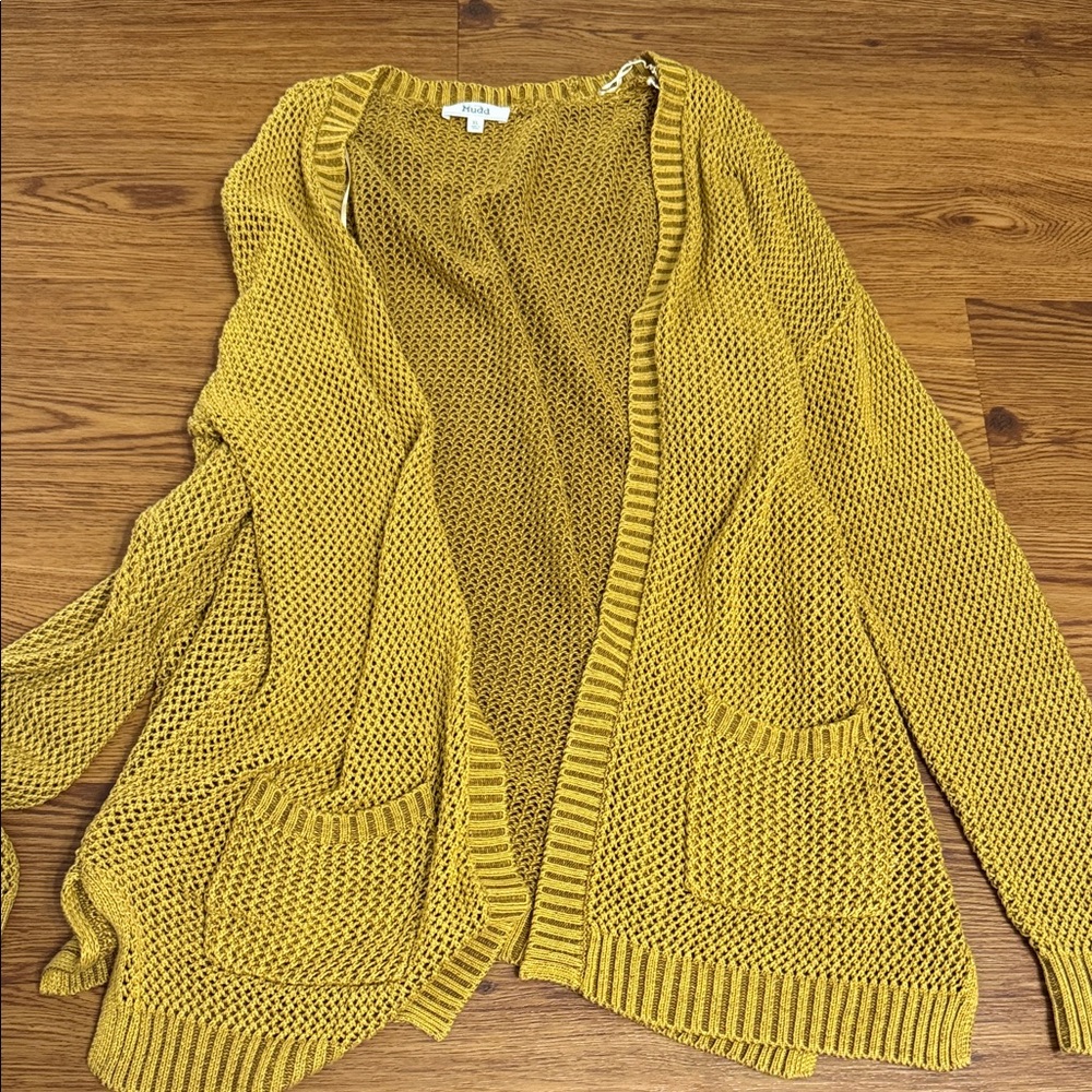 Yellow Open Knit Women's Sweater